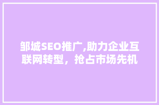 邹城SEO推广,助力企业互联网转型，抢占市场先机