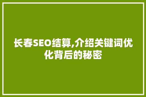 长春SEO结算,介绍关键词优化背后的秘密