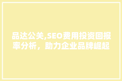 品达公关,SEO费用投资回报率分析，助力企业品牌崛起