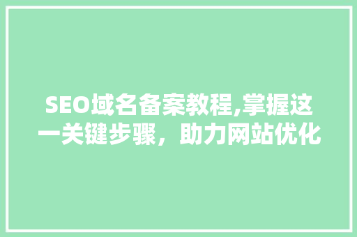 SEO域名备案教程,掌握这一关键步骤，助力网站优化！