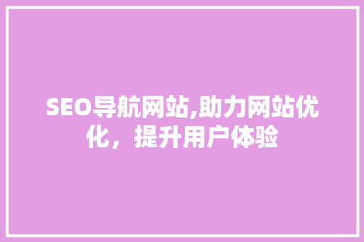 SEO导航网站,助力网站优化，提升用户体验