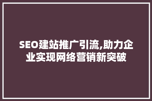 SEO建站推广引流,助力企业实现网络营销新突破