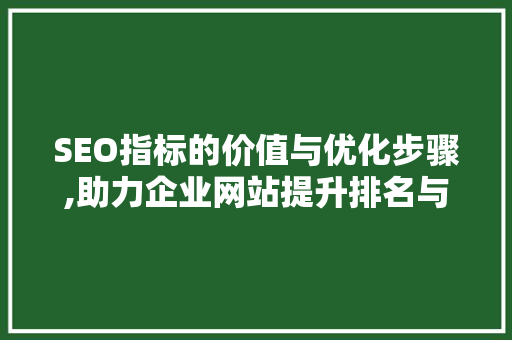 SEO指标的价值与优化步骤,助力企业网站提升排名与流量