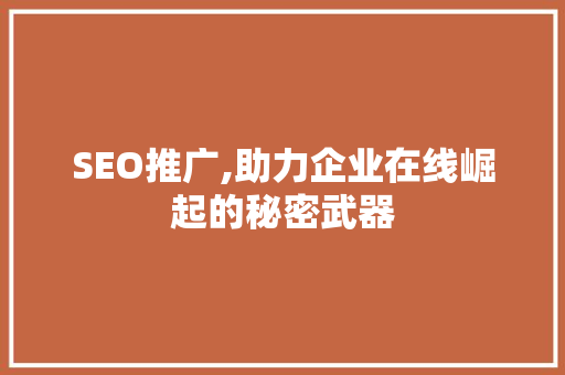 SEO推广,助力企业在线崛起的秘密武器