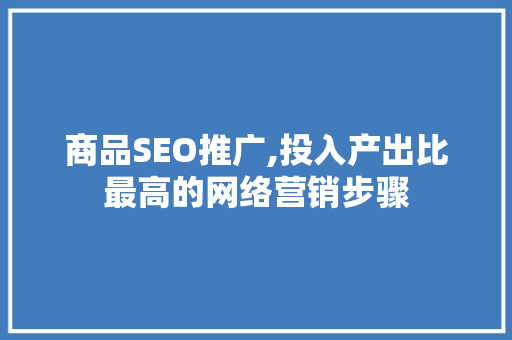 商品SEO推广,投入产出比最高的网络营销步骤