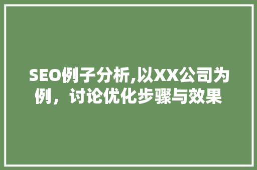 SEO例子分析,以XX公司为例，讨论优化步骤与效果