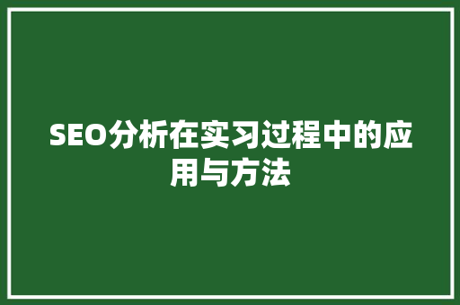 SEO分析在实习过程中的应用与方法