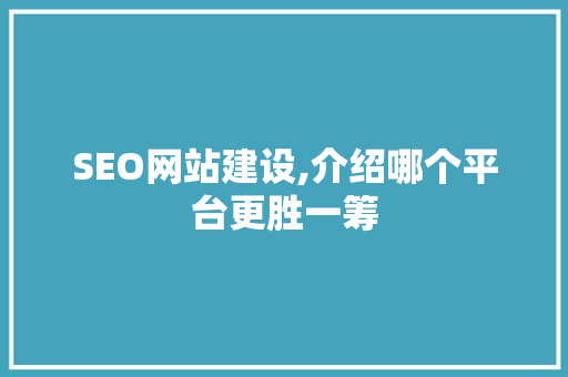 SEO网站建设,介绍哪个平台更胜一筹