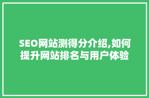 SEO网站测得分介绍,如何提升网站排名与用户体验