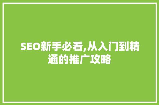 SEO新手必看,从入门到精通的推广攻略