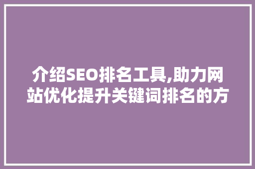 介绍SEO排名工具,助力网站优化提升关键词排名的方法