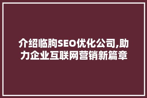 介绍临朐SEO优化公司,助力企业互联网营销新篇章