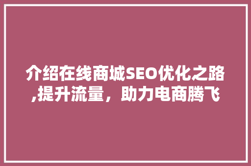 介绍在线商城SEO优化之路,提升流量，助力电商腾飞
