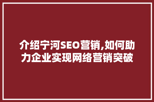 介绍宁河SEO营销,如何助力企业实现网络营销突破