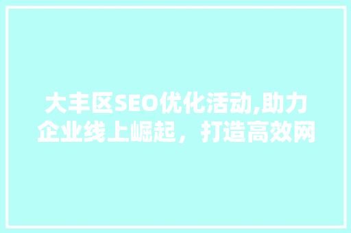 大丰区SEO优化活动,助力企业线上崛起，打造高效网络营销新格局