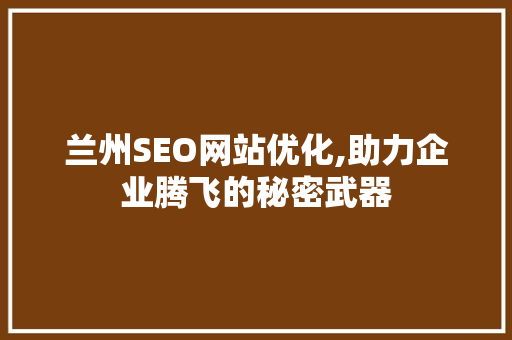 兰州SEO网站优化,助力企业腾飞的秘密武器