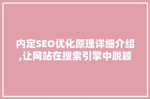 内定SEO优化原理详细介绍,让网站在搜索引擎中脱颖而出