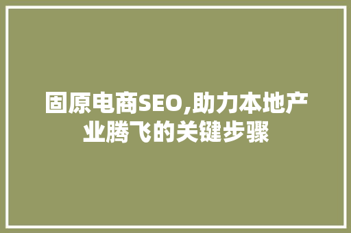 固原电商SEO,助力本地产业腾飞的关键步骤