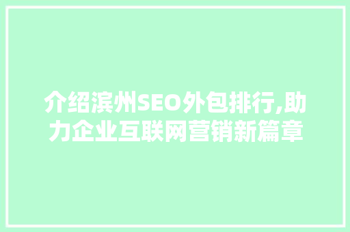 介绍滨州SEO外包排行,助力企业互联网营销新篇章