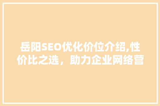 岳阳SEO优化价位介绍,性价比之选，助力企业网络营销