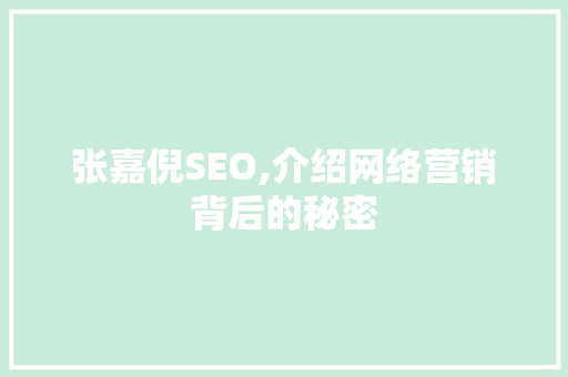 张嘉倪SEO,介绍网络营销背后的秘密