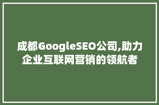 成都GoogleSEO公司,助力企业互联网营销的领航者