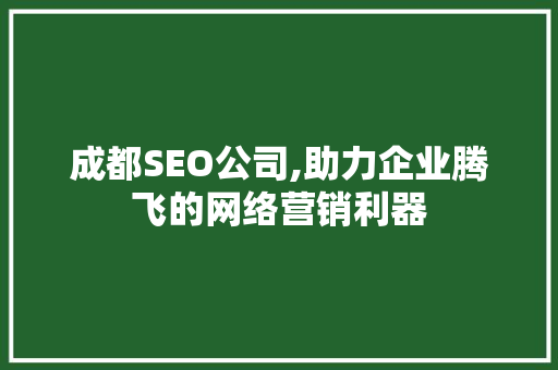 成都SEO公司,助力企业腾飞的网络营销利器