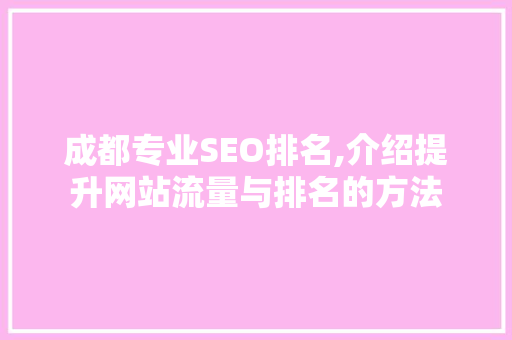 成都专业SEO排名,介绍提升网站流量与排名的方法