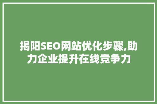 揭阳SEO网站优化步骤,助力企业提升在线竞争力
