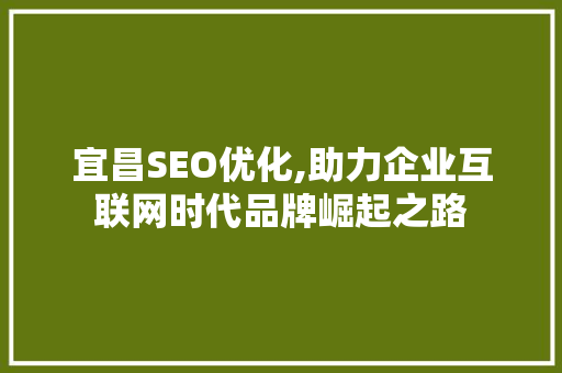 宜昌SEO优化,助力企业互联网时代品牌崛起之路