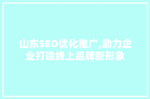 山东SEO优化推广,助力企业打造线上品牌新形象
