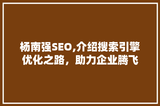 杨南强SEO,介绍搜索引擎优化之路，助力企业腾飞
