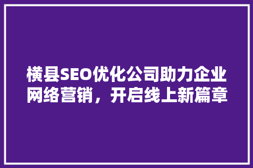 横县SEO优化公司助力企业网络营销，开启线上新篇章