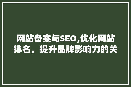 网站备案与SEO,优化网站排名，提升品牌影响力的关键步骤