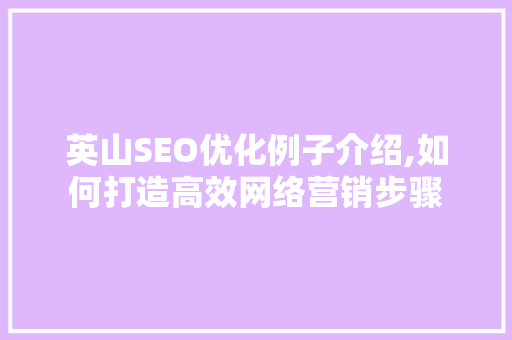 英山SEO优化例子介绍,如何打造高效网络营销步骤