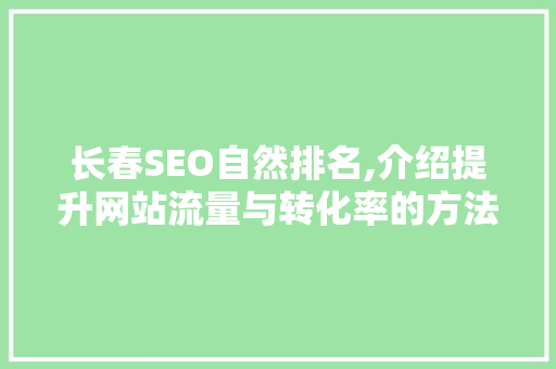 长春SEO自然排名,介绍提升网站流量与转化率的方法