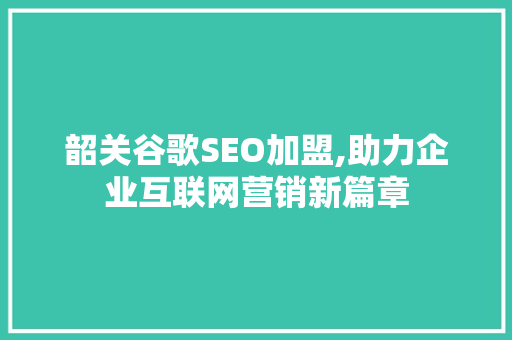 韶关谷歌SEO加盟,助力企业互联网营销新篇章