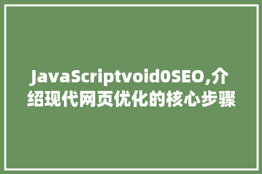 JavaScriptvoid0SEO,介绍现代网页优化的核心步骤