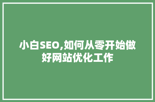 小白SEO,如何从零开始做好网站优化工作