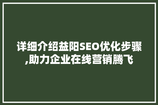 详细介绍益阳SEO优化步骤,助力企业在线营销腾飞