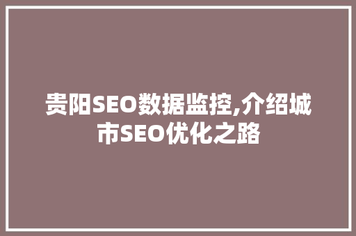 贵阳SEO数据监控,介绍城市SEO优化之路