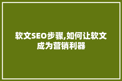 软文SEO步骤,如何让软文成为营销利器