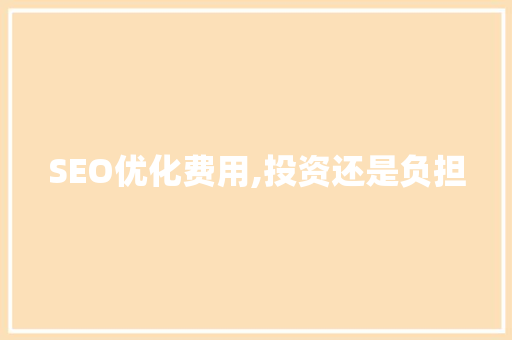 SEO优化费用,投资还是负担
