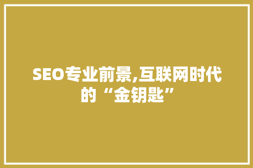 SEO专业前景,互联网时代的“金钥匙”