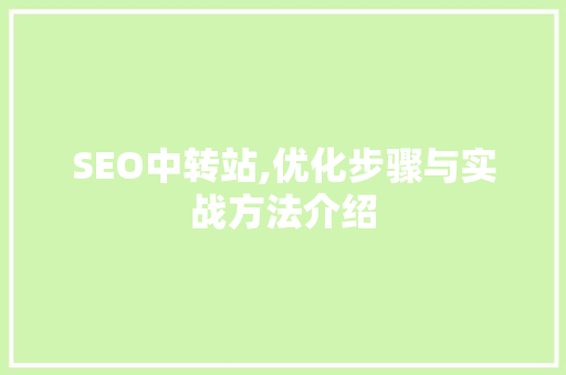 SEO中转站,优化步骤与实战方法介绍