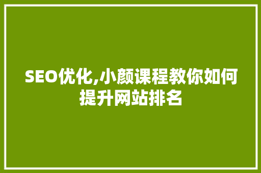 SEO优化,小颜课程教你如何提升网站排名