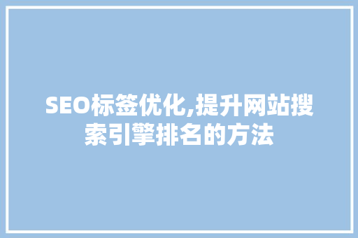 SEO标签优化,提升网站搜索引擎排名的方法