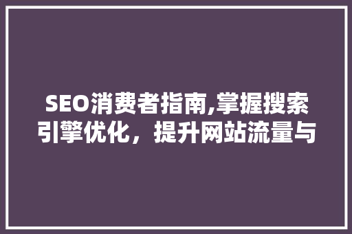 SEO消费者指南,掌握搜索引擎优化，提升网站流量与转化率