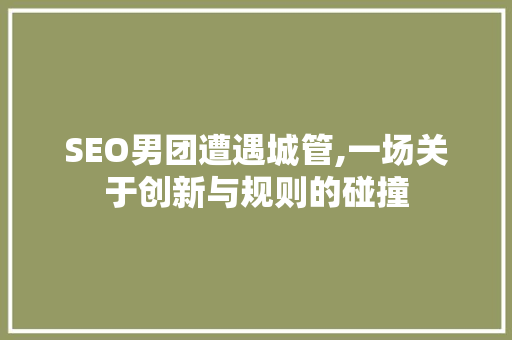 SEO男团遭遇城管,一场关于创新与规则的碰撞