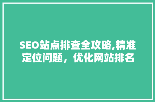 SEO站点排查全攻略,精准定位问题，优化网站排名